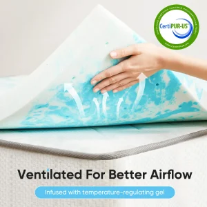 JHK 2-3 Inch Gel Memory Foam Cooling Mattress Topper