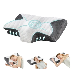 Ergonomic 23.6" Largex13.8" Wide Cervical Neck  Memory Foam Pillow with Cooling Pillowcase