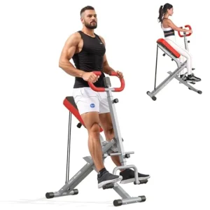 Foldable Rowing and Squat Machine Full Body Workout with Adjustable Resistance Bands 330 LBS Capacity Ideal for Glutes