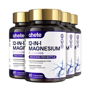 AHETE 12-in-1 Magnesium Capsules - Comprehensive Supplementation Of 12 Forms Of Magnesium