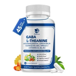 10 in 1 GABA Capsules with L-Theanine,Ashwagandha, Ginkgo Biloba for Sleep,Relaxation,Focus,Mood Support,Cortisol Balance