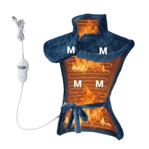 Wearable Heated Massage Pad for Neck & Shoulders – 4-Motor Vibrating Heat Therapy for Back Pain Relief, Auto Shut-Off, Washable, Oversized Ergonomic Design